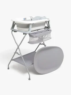 Beemoo Badeværelset-CARE Assist Badekar inkl. Badestøtte Stativ Skyllekande & Puslehynde, White/Grey