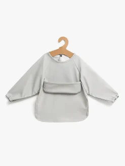 Spisetid|Beemoo CARE Bib  Langærmet Hagesmæk, Light Grey Grå