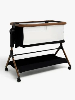 Børnesenge & Tilbehør|Beemoo CARE Luna Bedside Crib, Black/Ebony Oak