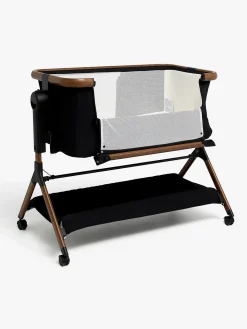 Børnesenge & Tilbehør|Beemoo CARE Luna Bedside Crib, Black/Ebony Oak