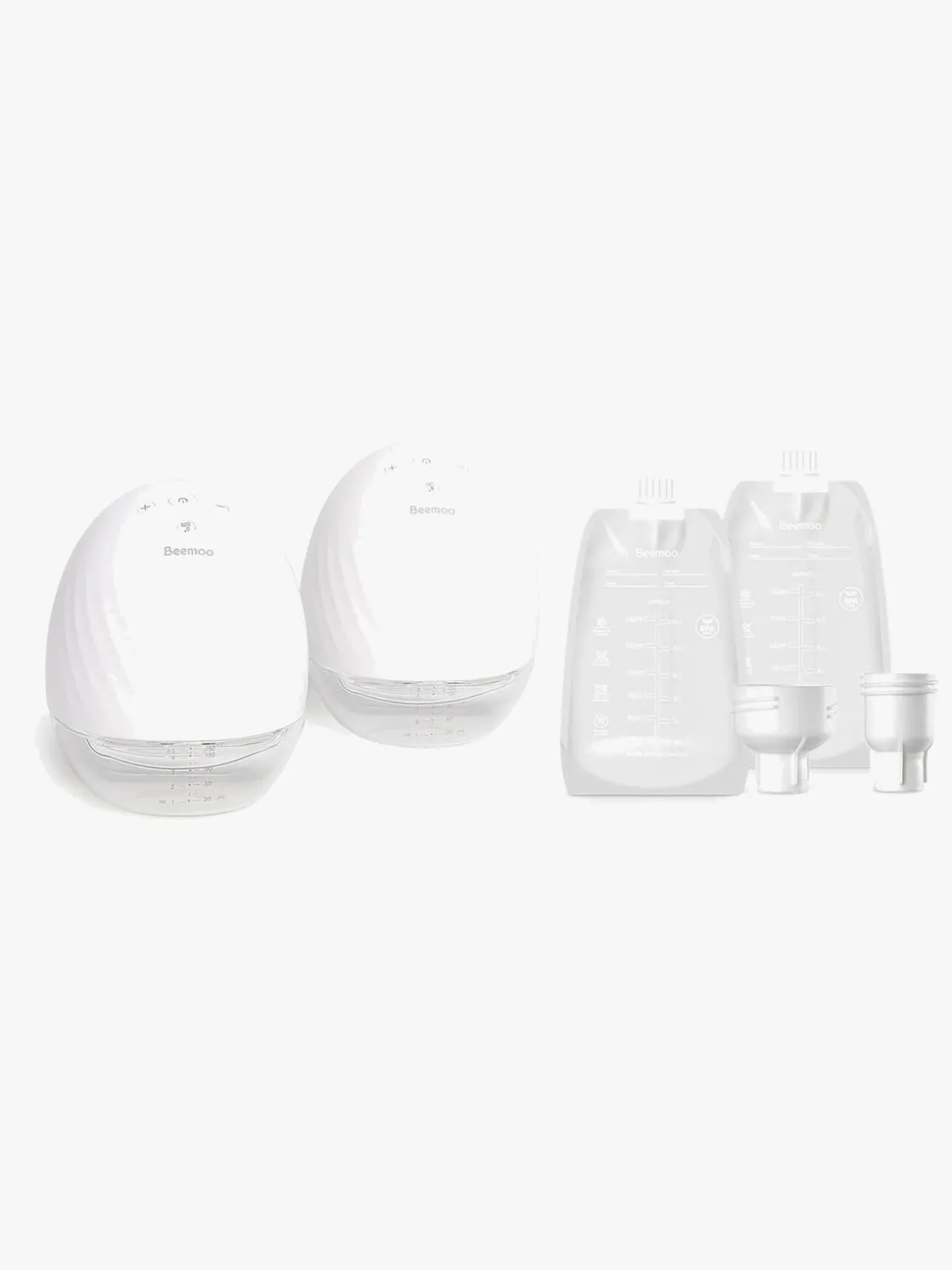 Amning|Beemoo CARE Wearable Elektrisk Brystpumpe Dobbelt inkl. Modermælksposer 180 ml 30-pak