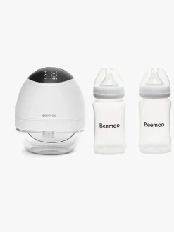 Amning|Beemoo CARE Wearable LED Elektrisk Brystpumpe Single inkl. Flasker 240 ml 2-pak