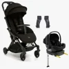 Beemoo Vognpakker-Easy Fly Lux 4 Klapvogn inkl Route i-Size Autostol Baby & Base, Jet Black/Black Stone