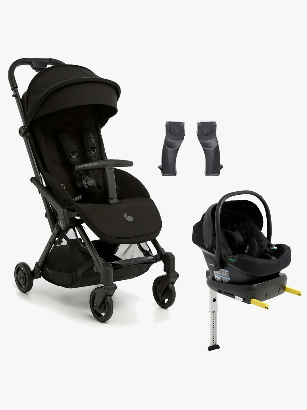 Beemoo Vognpakker-Easy Fly Lux 4 Klapvogn inkl Route i-Size Autostol Baby & Base, Jet Black/Black Stone