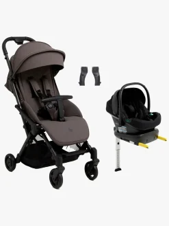 Beemoo Vognpakker-Easy Fly Lux 4 Klapvogn Inkl. Route i-Size Autostol Baby & Base, Gull Grey/Black Stone