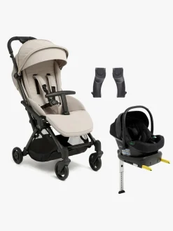 Vognpakker|Beemoo Easy Fly Lux 4 Klapvogn inkl Route i-Size Autostol Baby & Base, Sand Beige/Black Stone