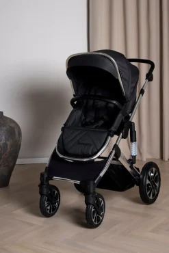 Vognpakker|Beemoo Maxi 4 Duovogn inkl. Route i-Size Autostol Baby, Black Silver/Black Stone