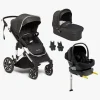 Vognpakker|Beemoo Maxi 4 Duovogn inkl. Route i-Size Autostol Baby & ISOFIX Base, Black Silver/Black Stone