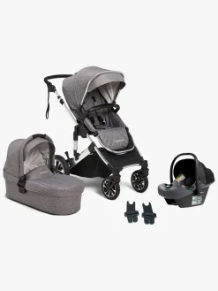 Vognpakker|Beemoo Maxi 4 Duovogn inkl. Route i-Size Autostol Baby, Grey Silver/Mineral Grey