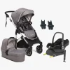 Beemoo Vognpakker-Maxi 4 Duovogn inkl. Maxi-Cosi CabrioFix i-Size Autostol Baby & Base, Grey/Silver