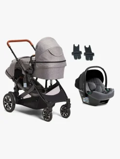 Beemoo Vognpakker-Maxi 4 Twin Søskendevogn inkl. Route i-Size Autostol Baby, Grey/Mineral Grey