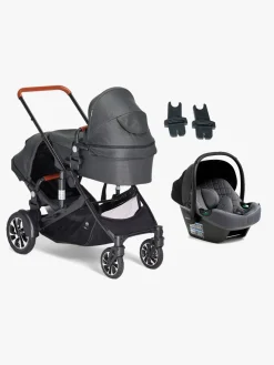 Beemoo Vognpakker-Maxi 4 Twin Søskendevogn inkl. Route i-Size Autostol Baby, Black/Mineral Grey