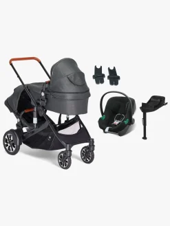 Beemoo Vognpakker-Maxi 4 Twin Søskendevogn inkl. Cybex Aton B2 i-Size Autostol Baby & Base, Black/Volcano Black