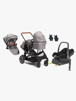 Vognpakker|Beemoo Maxi 4 Twin Søskendevogn inkl. Ekstra Søskendesæde & Maxi-Cosi CabrioFix i-Size Autostol Baby & Base, Grey