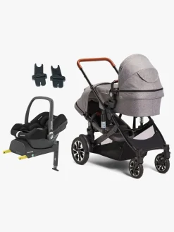 Vognpakker|Beemoo Maxi 4 Twin Søskendevogn inkl. Maxi-Cosi CabrioFix i-Size Autostol Baby & Base, Grey