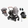 Vognpakker|Beemoo Maxi 4 Twin Søskendevogn inkl. Ekstra Søskendesæde & Route i-Size Autostol Baby & ISOFIX Base, Grey/Mineral Grey