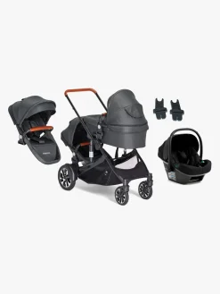 Vognpakker|Beemoo Maxi 4 Twin Søskendevogn inkl. Ekstra Søskendesæde & Route i-Size Autostol Baby, Black/Black Stone