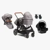 Vognpakker|Beemoo Maxi 4 Twin Søskendevogn inkl. Ekstra Søskendesæde & Route i-Size Autostol Baby, Grey/Black Stone
