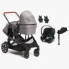 Vognpakker|Beemoo Maxi 4 Twin Søskendevogn inkl. Cybex Aton B2 i-Size Autostol Baby & Base, Grey/Volcano Black