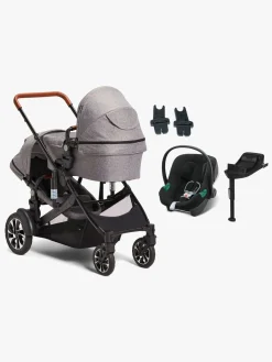 Vognpakker|Beemoo Maxi 4 Twin Søskendevogn inkl. Cybex Aton B2 i-Size Autostol Baby & Base, Grey/Volcano Black