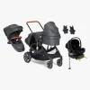 Beemoo Vognpakker-Maxi 4 Twin Søskendevogn inkl. Ekstra Søskendesæde & Route i-Size Autostol Baby & ISOFIX Base, Black/Black Stone
