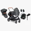 Beemoo Vognpakker-Maxi 4 Twin Søskendevogn inkl. Ekstra Søskendesæde & Cybex Aton B2 i-Size Autostol Baby & Base, Black/Volcano Black