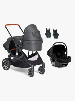 Vognpakker|Beemoo Maxi 4 Twin Søskendevogn inkl. Route i-Size Autostol Baby, Black/Black Stone