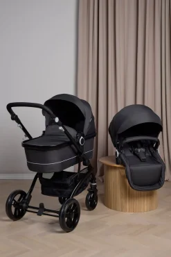 Vognpakker|Beemoo Move Duo Kombivogn inkl. Route i-Size Autostol Baby, Asphalt/Mineral Grey