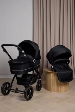 Vognpakker|Beemoo Move Duo Kombivogn inkl. Route i-Size Autostol Baby, Black/Mineral Grey