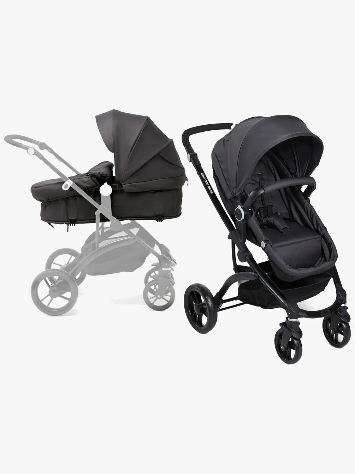 Beemoo Vognpakker-Move 2-in-1 Kombivogn inkl. Route i-Size Autostol Baby, Asphalt/Black Stone