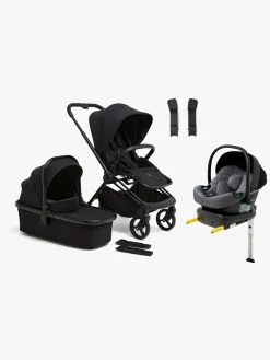 Duo- & Kombivogne|Beemoo One Duovogn inkl. Route i-Size Autostol Baby & base, All Black/Mineral Grey