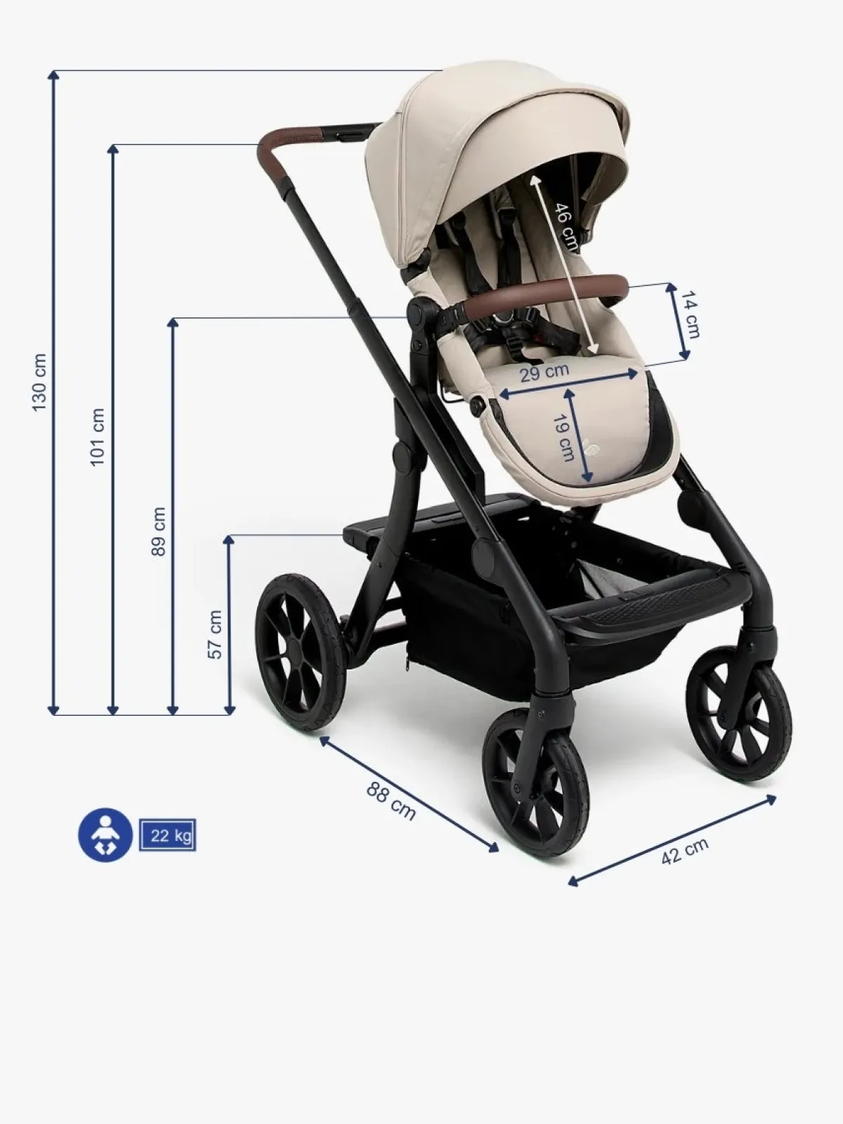 Klapvogne|Beemoo Pro Max Klapvogn, Latte Beige