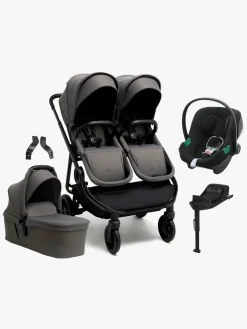 Søskendevogne|Beemoo Pro Twin 2 Søskendevogn inkl. Cybex Aton B2 & Base, Mocha Grey
