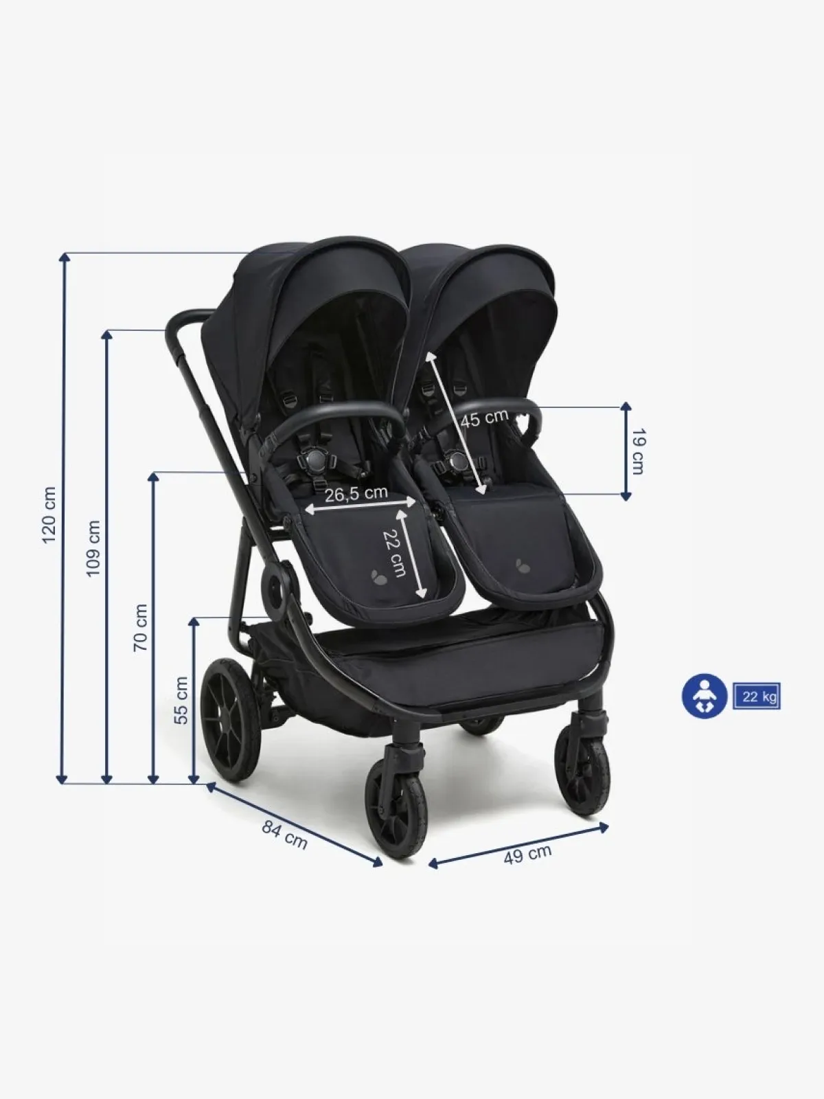 Søskendevogne|Beemoo Pro Twin 2 Søskendevogn, Coffee Black Sort