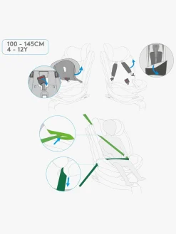 Autostole 9-36 Kg|Beemoo Rotate i-Size Autostol, Mineral Grey Grå