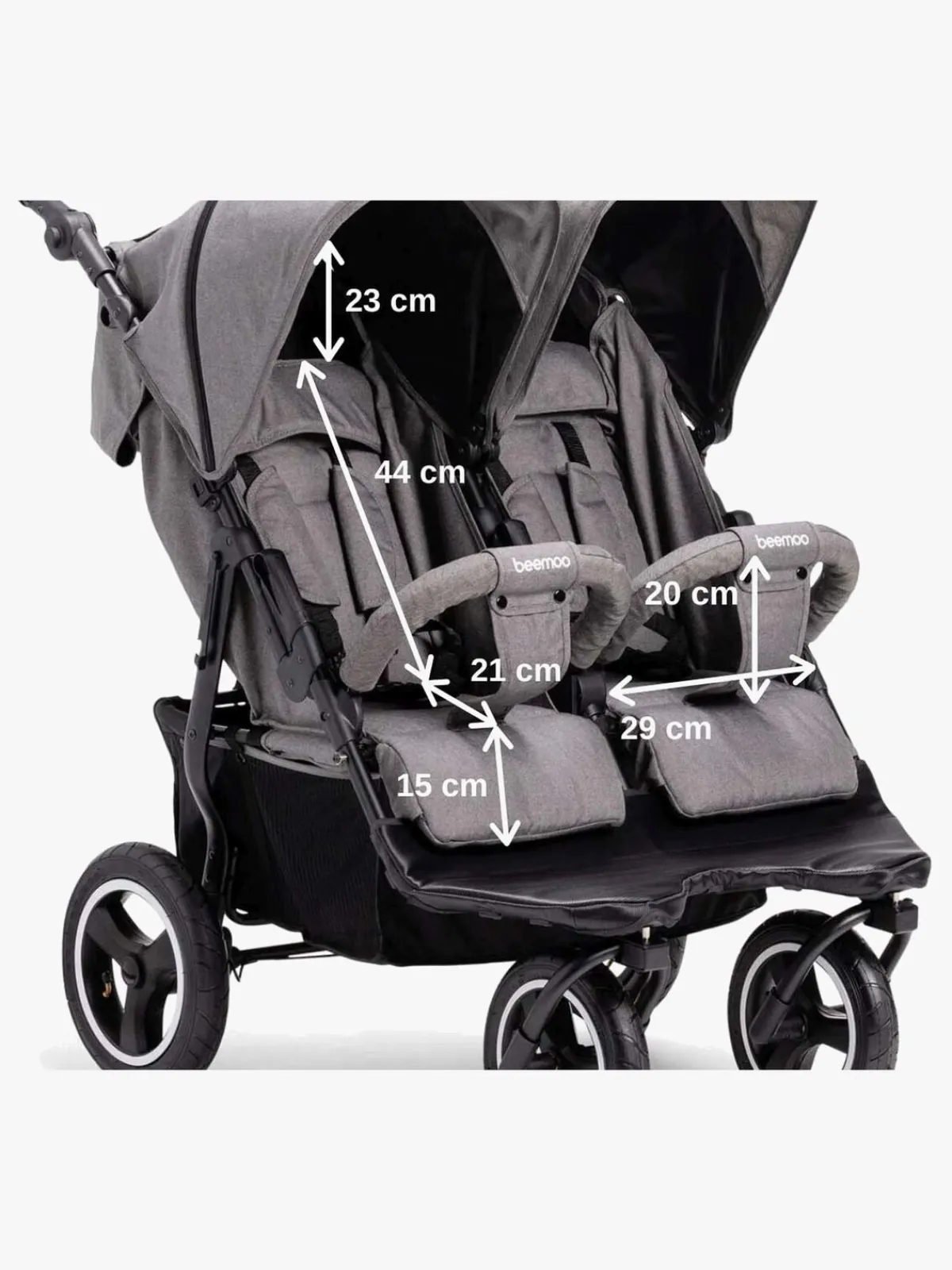 Søskendevogne|Beemoo Swing Søskendevogn, Grey Melange Grå