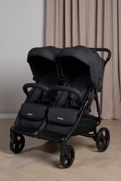 Søskendevogne|Tvillingevogne|Beemoo Twin Shopper Søskende- & Tvillingevogn, Black Mélange Grå/Sort