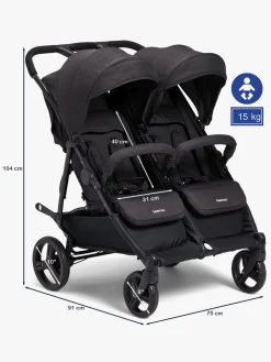 Søskendevogne|Tvillingevogne|Beemoo Twin Shopper Søskende- & Tvillingevogn, Black Mélange Grå/Sort