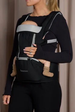 Beemoo Bæreseler, Strækvikler & Bærestole- CARE Carry Comfort 4-in-1 Bæresele & Hoftesæde inkl. Regnslag, Black