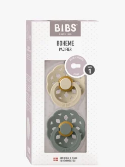 Sutter & Suttesnore|BIBS Boheme Sut 2-Pak Latex Str. 1 Rund, Vanilla/Pine Beige/Grøn