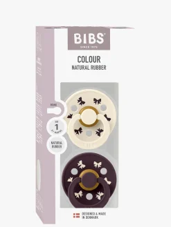 Sutter & Suttesnore|BIBS Colour Holiday Bow Sut 2-pak Latex Str. 1, Ivory/Plum Lilla/Hvid