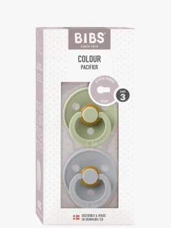 Sutter & Suttesnore|BIBS Colour Sut 2-Pak Latex Str. 3 Rund, Sage/Cloud Grøn/Blå