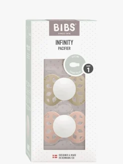 Sutter & Suttesnore|BIBS Infinity Sutter 2-Pak Silikone Str. 1 Symmetrisk, Vanilla GLOW/Blush GLOW Beige/Lyserød/Hvid
