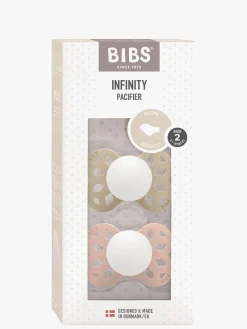 Sutter & Suttesnore|BIBS Infinity Sutter 2-Pak Silikone Str. 2 Anatomisk, Vanilla GLOW/Blush GLOW Beige/Lyserød/Hvid