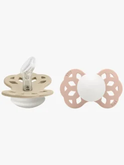 Sutter & Suttesnore|BIBS Infinity Sutter 2-Pak Silikone Str. 1 Anatomisk, Vanilla GLOW/Blush GLOW Beige/Lyserød/Hvid