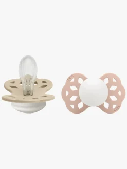 Sutter & Suttesnore|BIBS Infinity Sutter 2-Pak Silikone Str. 2 Symmetrisk, Vanilla GLOW/Blush GLOW Beige/Lyserød/Hvid