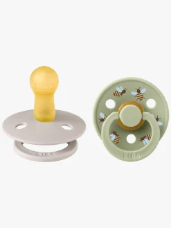 Sutter & Suttesnore|BIBS Studio Colour Bumblebee Sut 2-pak Latex Str. 2, Mushroom Grøn/Beige