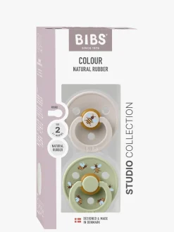 Sutter & Suttesnore|BIBS Studio Colour Bumblebee Sut 2-pak Latex Str. 2, Mushroom Grøn/Beige