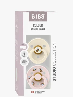 Sutter & Suttesnore|BIBS Studio Colour Bumblebee Sut 2-pak Latex Str. 1, Ivory Lyserød/Beige