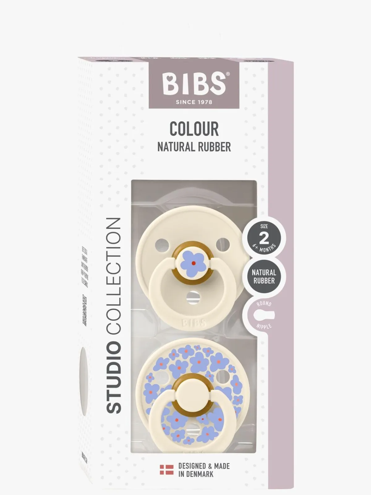 Sutter & Suttesnore|BIBS Studio Colour Sut 2-Pak Latex Str. 2 Rund, Jasmine/Ivory Mix Hvid